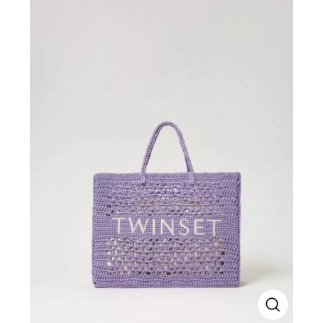 TWINSET borsa shopper 'Bohèmien' crochet GIACINTO LILLA