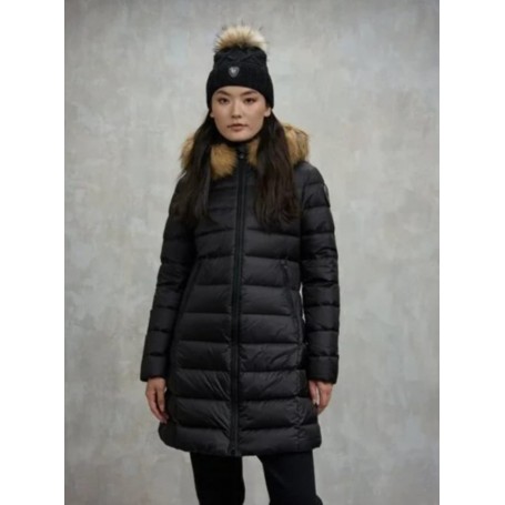 BLAUER piumino lungo con pelliccia Kristin NERO