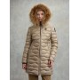 BLAUER piumino lungo trapuntato ad onde orizzontali con cappuccio fisso BEIGE