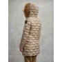 BLAUER piumino lungo trapuntato ad onde orizzontali con cappuccio fisso BEIGE