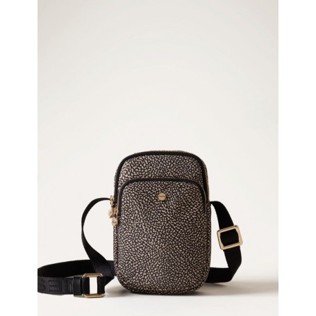 BORBONESE porta smartphone stampa Op NATURAL/BLACK