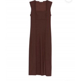 PATRIZIA PEPE abito midi a scollo quadrato WOOD BROWN