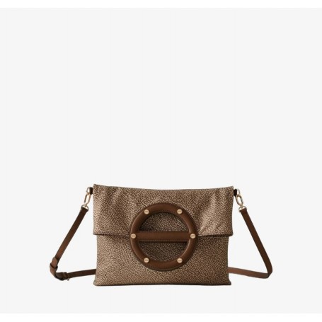 BORBONESE Vis a vis borsa a tracolla in tessuto Op BEIGE/BR