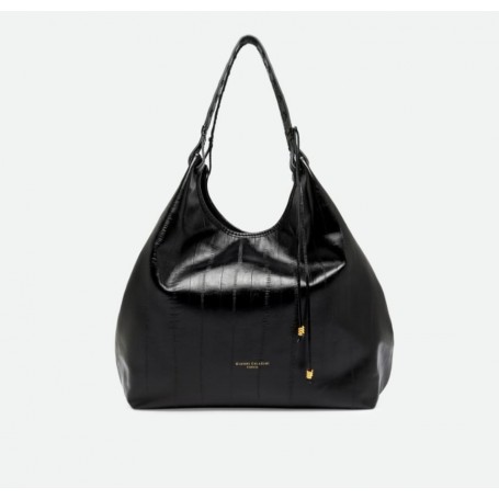 GIANNI CHIARINI borsa DUA pelle stampa anguilla NERO