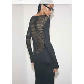 PATRIZIA PEPE abito midi in maglia effetto pizzo NERO