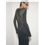 PATRIZIA PEPE abito midi in maglia effetto pizzo NERO
