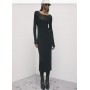 PATRIZIA PEPE abito midi in maglia effetto pizzo NERO