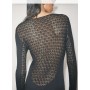 PATRIZIA PEPE abito midi in maglia effetto pizzo NERO