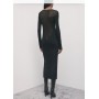 PATRIZIA PEPE abito midi in maglia effetto pizzo NERO