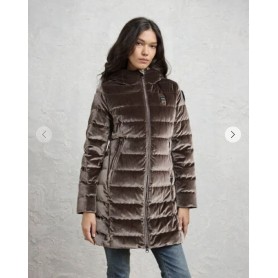 BLAUER piumino lungo in velluto lucido Velly Long BROWN