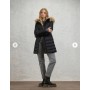BLAUER piumino lungo con pelliccia Kristin NERO