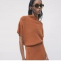 PATRIZIA PEPE maglia lana maniche corte con zip RUGGINE