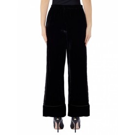 LIUJO pantalone velluto con risvolto NERO