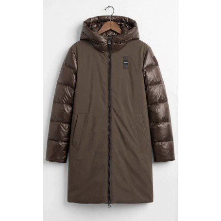 BLAUER piumino lungo neoprene opaco MORO