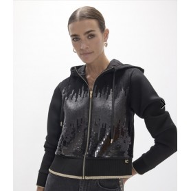 LOLA CASADEMUNT felpa nera con paillettes NERO