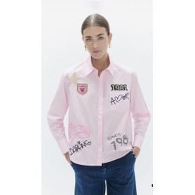 LOLA CASADEMUNT camicia popeline con toppe ROSA