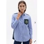 LOLA CASADEMUNT camicia combinata righe tartan AZZURRA/VERDE