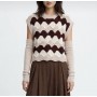 DIXIE maglione smanicato fantasia geometrica con manicotti BORDEAUX/PANNA/ROSA