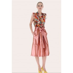 DIXIE gonna midi in shantung con fiocco