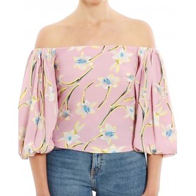 PINKO blusa MOUSSE satin floreale ROSA