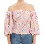 PINKO blusa MOUSSE satin floreale ROSA