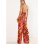 DIXIE tuta smanicata fantasia astratta con pantaloni a palazzo