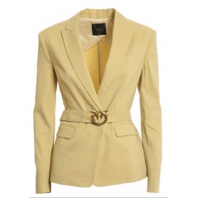 PINKO blazer EMPOLI in tela di lino con cintura Love Birds YELLOW