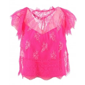 PINKO top STRESA in pizzo PINK fluo