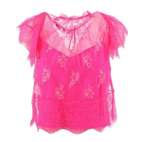 PINKO top STRESA in pizzo PINK fluo