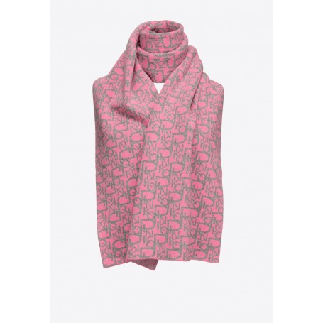 PINKO sciarpa FRIULARO1 cachemire jacquard ROSA/GRIGIO