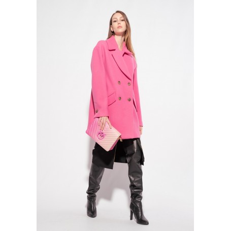 PINKO cappotto COLOMBE caban in panno lavato FUCHSIA