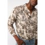 IMPERIAL camicia fantasia astratta con collo alla coreana BEIGE/MILITARE