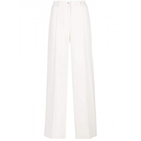 PINKO pantaloni PUREZA ampi in crèpe fluido WHITE