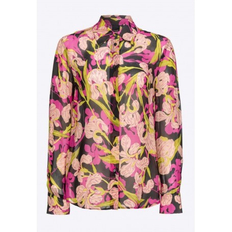 PINKO camicia SMORZARE georgette st. Iris MULT.NERO