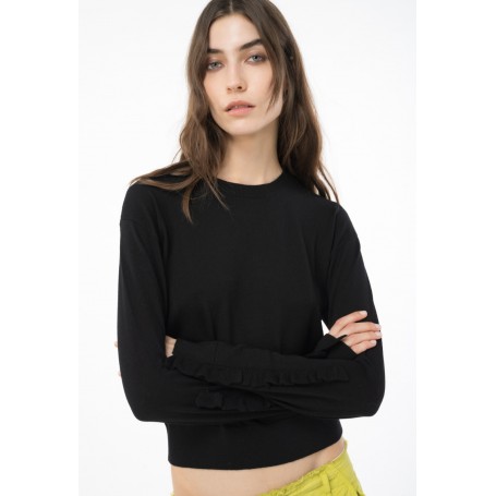 PINKO pullover TIGRE in lana con rouches NERO