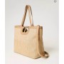 TWINSET borsa Tote Shopper "Lila" Almond in paglia con manico Oval TBEIGE