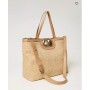 TWINSET borsa Tote Shopper "Lila" Almond in paglia con manico Oval TBEIGE