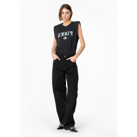 PINKO canotta CACAO stampa logo BLACK