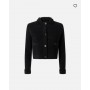 PINKO giacca corta in maglia colletto crochet con perle NERO