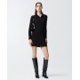 PINKO abito corto YORK in maglia geometrica con colletto gioiello NERO