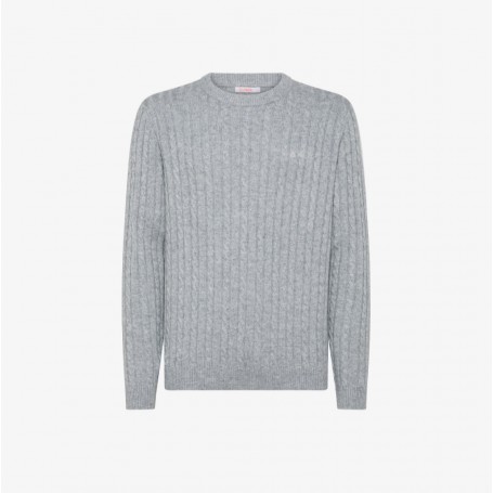 SUN68 maglia in lana e cashmere a trecce GRIGIO MEDIO