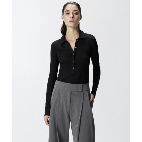 PINKO polo PORTAFOTO jersey fluido NERO