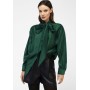 DIXIE camicia effetto satin con fiocco e bottoni VERDE SMERALDO