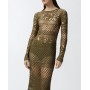 PINKO abito ORTLES lungo crochet traforato VERDE
