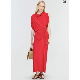 SEMICOUTURE abito SANTIAGO in crepe de chine ROSSO PAPRIKA