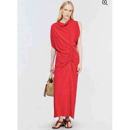 SEMICOUTURE abito SANTIAGO in crepe de chine ROSSO PAPRIKA