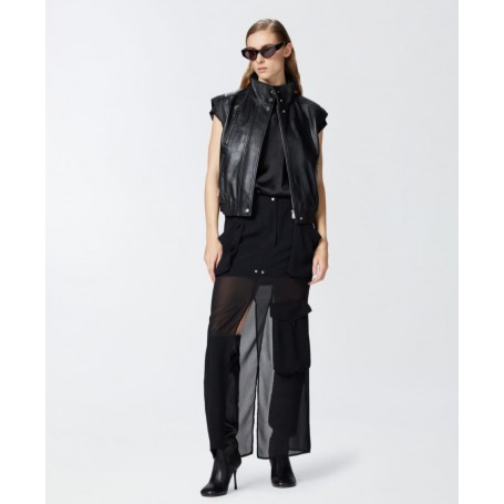 PINKO gonna INVECE NO lunga in georgette NERO
