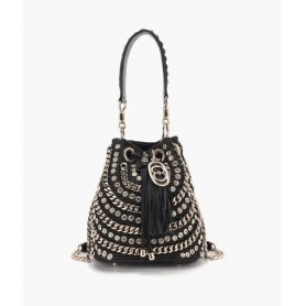 LA CARRIE Seccchielo Mirror in raffia BLACK