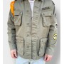 BERNA giacca uomo sahariana con patch MILITARE