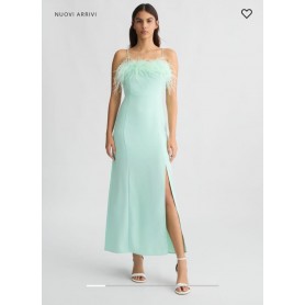 LIUJO vestito elegante con piume VERDE ACQUA